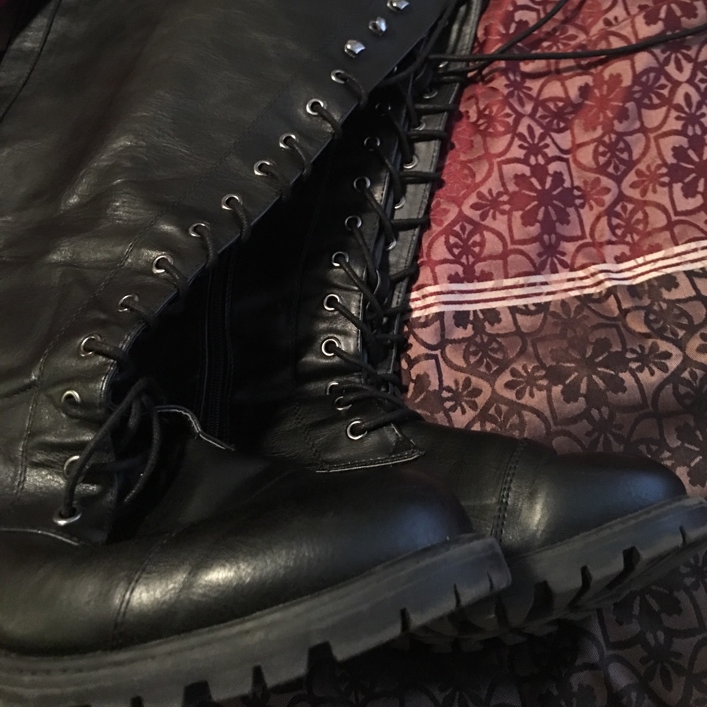 Torrid lace up combat steel heel boots